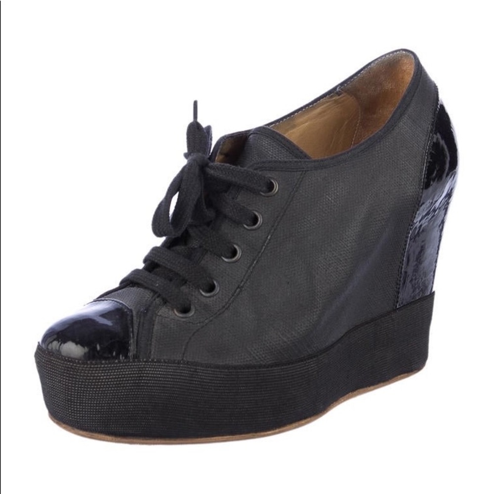 Dries Van Noten Black Wedge Sneakers